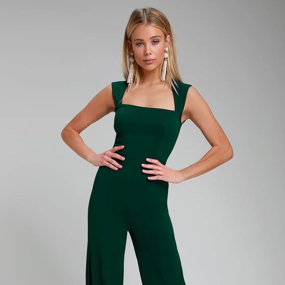 Lulus Enticing Endeavors Emerald Green Jumpsuit - Picture 1 of 3